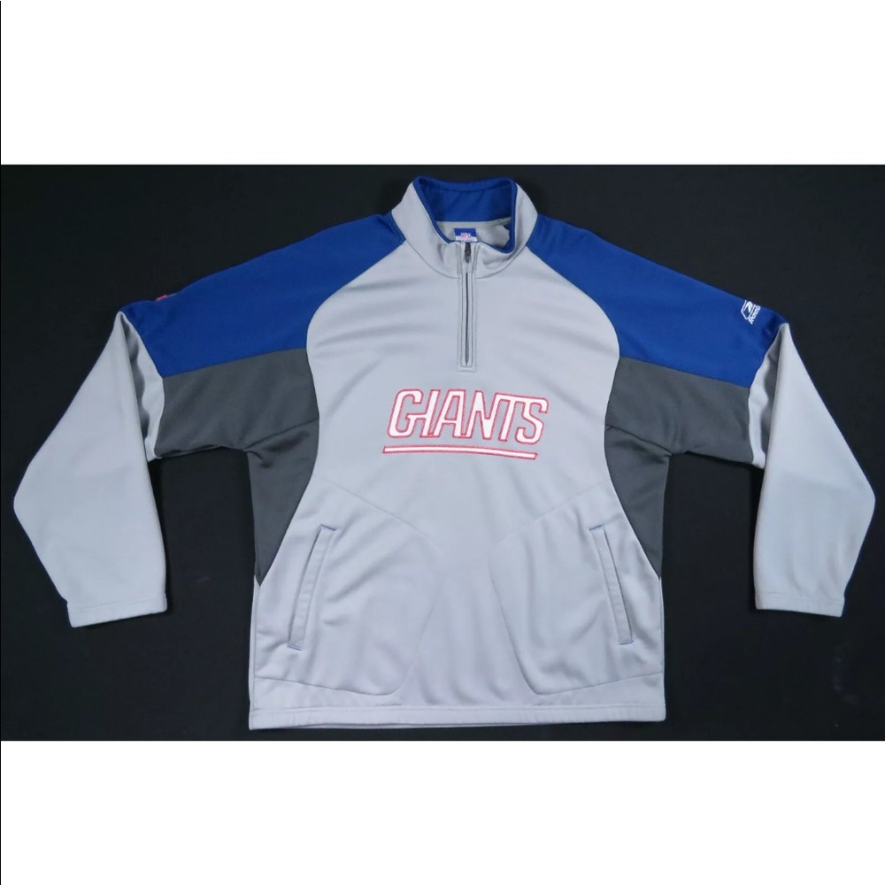 New York Giants Reebok Team NFL Football Fleece Lined 1/4 Zip Pullover Jacket